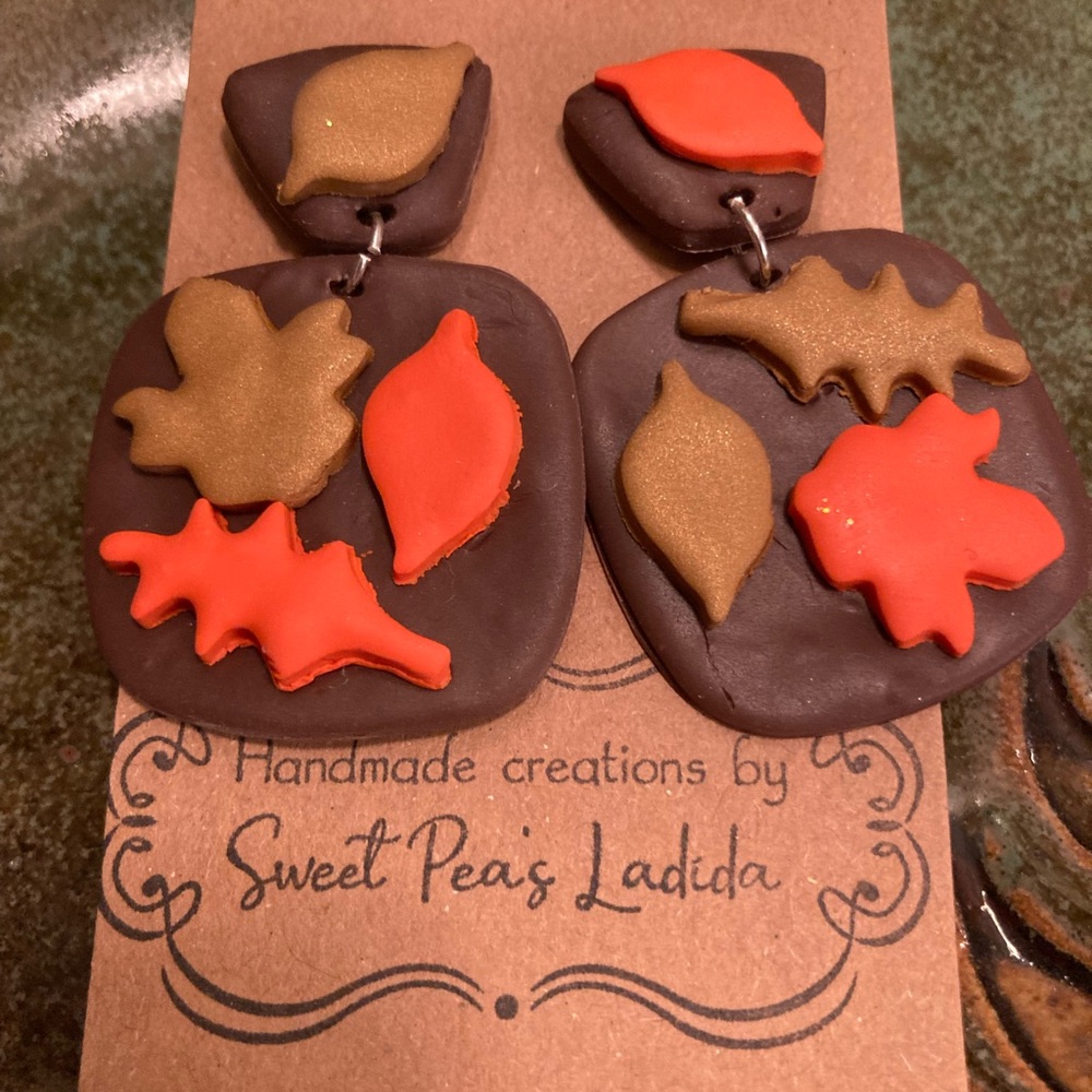 Lightweight Polymer Clay Fall Leave Earrings